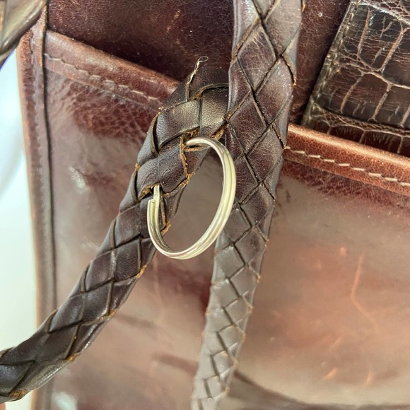 Brighton Purse Bag Genuine Leather Purse Bag Shoulder Moc Croc w/ Key Ring - Picture 9 of 9